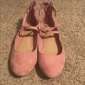Pink strapped flats